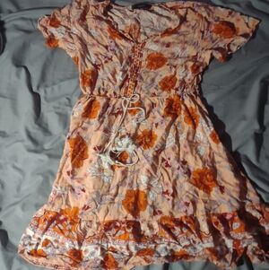 Floral Orange and Cream Dress